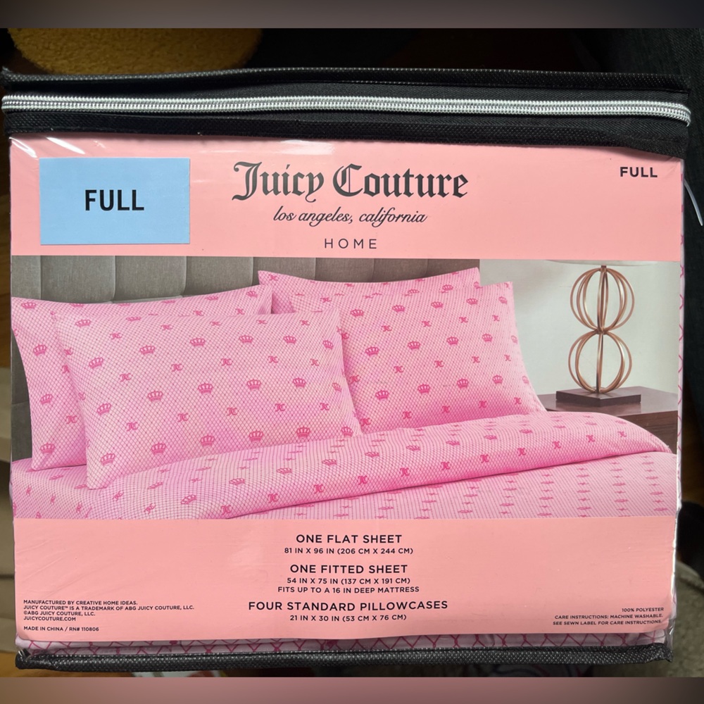 Juicy Couture Pink Full Sheet Set NWT